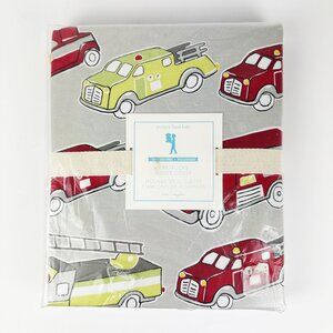 NEW Pottery Barn Kids Firetrucks Fire Station Duvet Cover Twin Size Gray Red Car